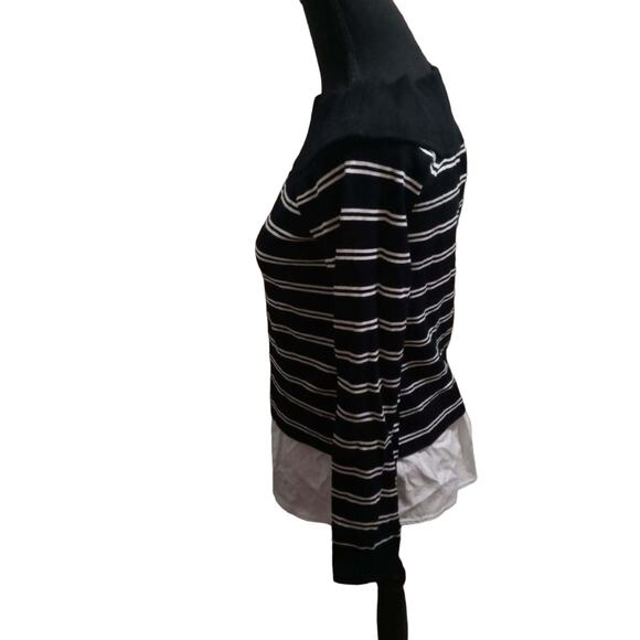 INC International Concepts B/W Striped Off Shoulder Layered Sweater Shirt, Sz L - Picture 5 of 10